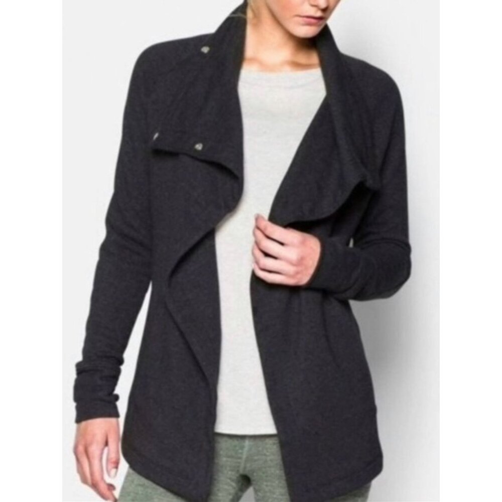 Under Armour Charcoal Gray Studio Wrap Coat Jacket‎ Sweater Cardigan Yoga Size S